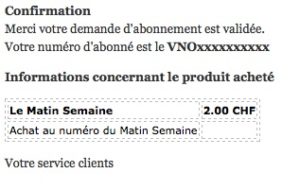 email N° 1 from Lematin.ch