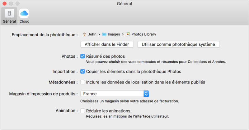 Phototheque systeme Photos Mac OS